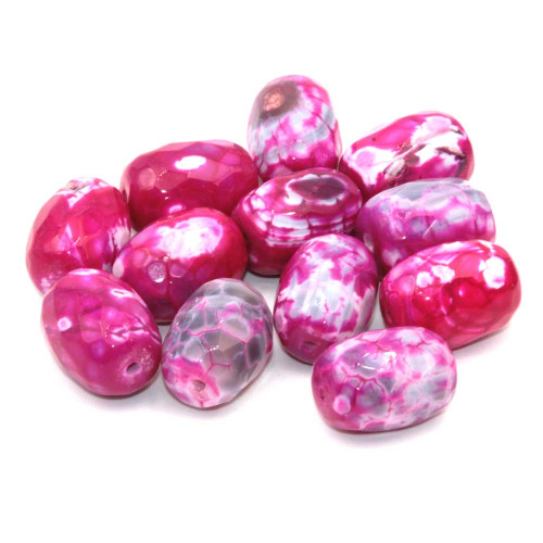 Agata di fuoco barilotto sfac.rosa 18x13 mm conf. 2 pz