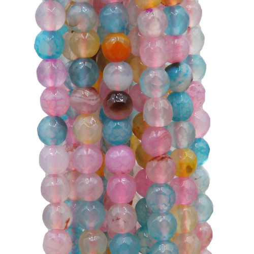 Agata di fuoco colorata tonda sfac. 6 mm filo 40 cm