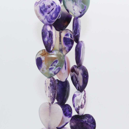 Agata di fuoco cuore liscio 20 mm viola pacco 4 pz