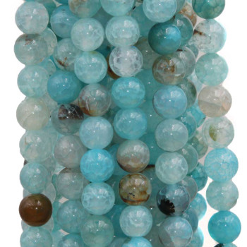 Agata di fuoco tonda azzurra liscia 8 mm filo 40 cm