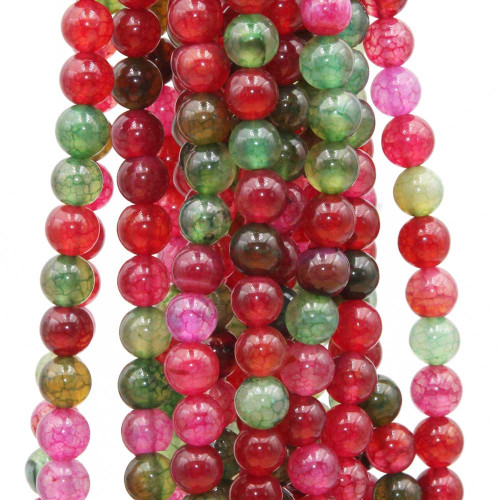 Agata di fuoco tonda liscia 6 mm colorata filo 40 cm