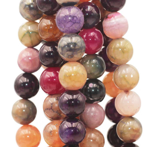 Agata di fuoco tonda liscia colorata 14 mm filo 40 cm