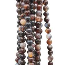 Agata striata tonda liscia grigia e marrone 4 mm ilo 40 cm Agata striata tonda liscia grigia e marrone 4 mm ilo 40 cm