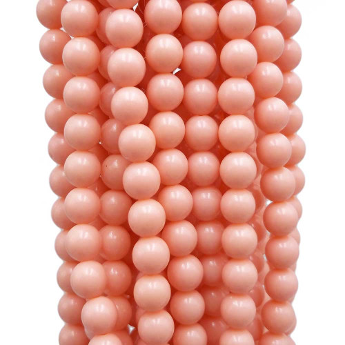 Agata rosa sint. tonda liscia 6 mm filo 40 cm
