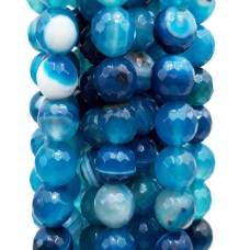Agata striata tonda sfaccettata azzurra 10 mm pacco da 10 pezzi Agata striata tonda sfaccettata azzurra 10 mm pacco da 10 pezzi