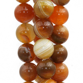 Agata striata arancio tonda liscia 12 mm pacco 10 pz