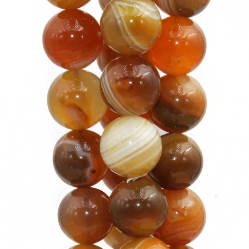 Agata striata arancio tonda liscia 12 mm pacco 10 pz