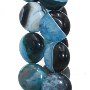 Agata striata azzurra e quarzo gettone 20 mm liscio 5 pz