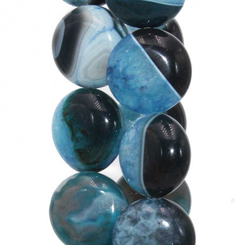 Agata striata azzurra e quarzo gettone 20 mm liscio 5 pz