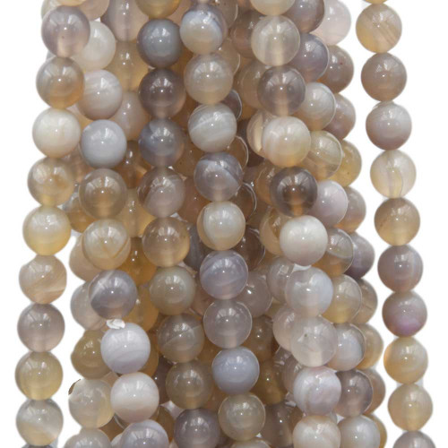Agata striata grigia tonda liscia 8 mm grado filo 40 cm