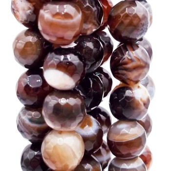 Agata striata madagascar marrone 10 mm sfaccettata pacco da 10 pezzi