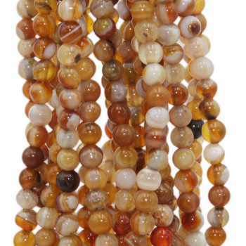 Agata striata marrone tonda liscia 4 mm filo 40 cm