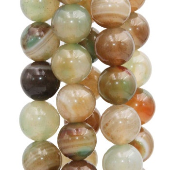 Agata striata marrone verde 12 mm tonda lisca 10 pz