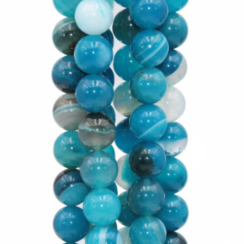 Agata striata tonda liscia 10 mm azzurra conf. 10 pz