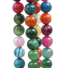 Agata striata tonda liscia colorata 12 mm 10 pz