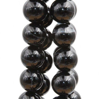 Agata striata tonda liscia nera 12 mm 10 pz