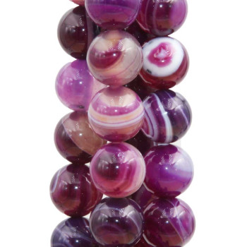 Agata striata tonda liscia viola 12 mm 10 pz