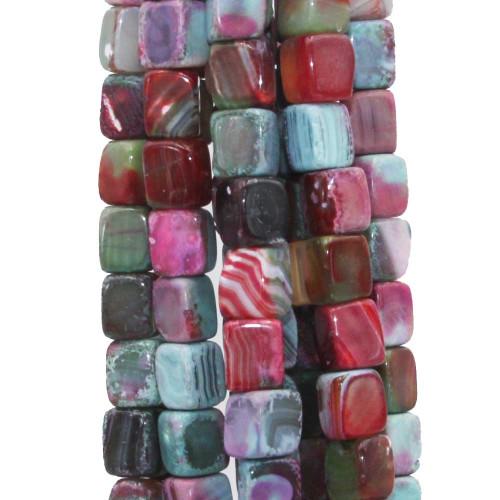 Agata striata verde colonna 14x9 mm circa 10 pz