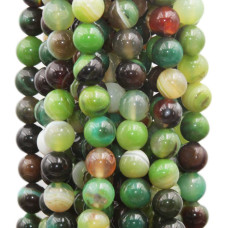 Agata striata verde multicolor 8 mm tonda liscia filo 40 cm Agata striata verde multicolor 8 mm tonda liscia filo 40 cm