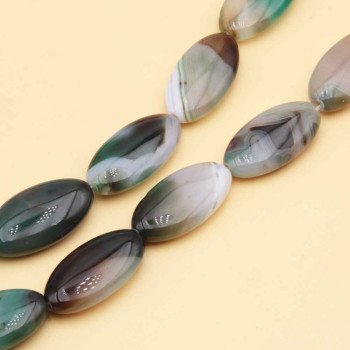 Agata striata verde ovale allungata 29x16 mm con.2 pz