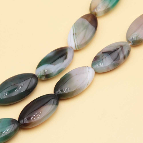 Agata striata verde ovale allungata 29x16 mm con.2 pz