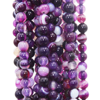 Agata striata viola e nero tonda liscia 4 mm filo 40 cm