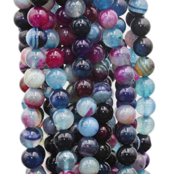 Agata striata viola multicolor 8 mm tonda liscia filo 40 cm