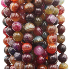 Agata striata viola multicolor marrone 8 mm tonda liscia filo 40 cm Agata striata viola multicolor marrone 8 mm tonda liscia filo 40 cm