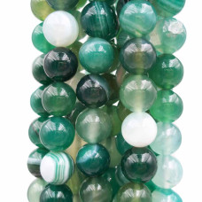 Agata verde striata tonda liscia 10 mm pacco 10 pz Agata verde striata tonda liscia 10 mm pacco 10 pz