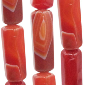 Corniola  rossa striata colonna 6 lati 33.5x11 mm 1 pz