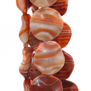 Corniola rossa striata disco ondulato 30 mm 1 pz