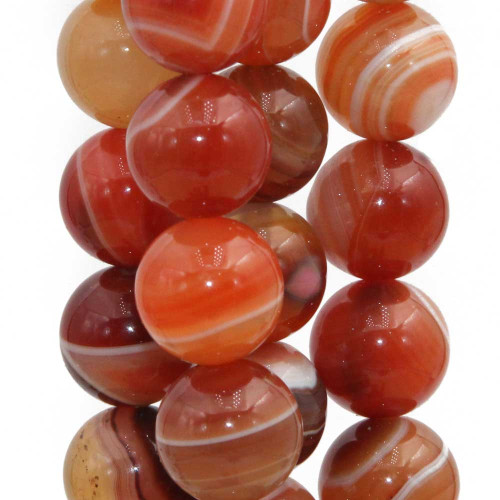 Corniola striata tonda liscia 12 mm pacco 10 pz