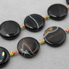Gettone agata nera striata liscia 26 mm 1 pz Gettone agata nera striata liscia 26 mm 1 pz