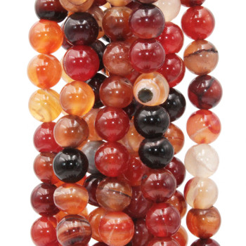 Agata striata marrone arancio 10 mm tonda liscia filo 40 cm