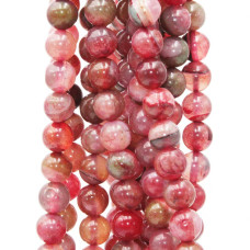 Agata striata rosa verde 10 mm tonda liscia filo 40 cm