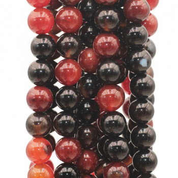 Agata striata tonda liscia 10 mm nera e marrone filo 40 cm