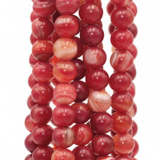 Agata striata tonda liscia 10 mm rossa filo 40 cm