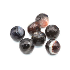 Agata striata marrone con inclusioni di quarzo tonda irregolare 17.5 mm 4 pz