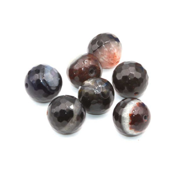 Agata striata marrone con inclusioni di quarzo tonda irregolare 17.5 mm 4 pz
