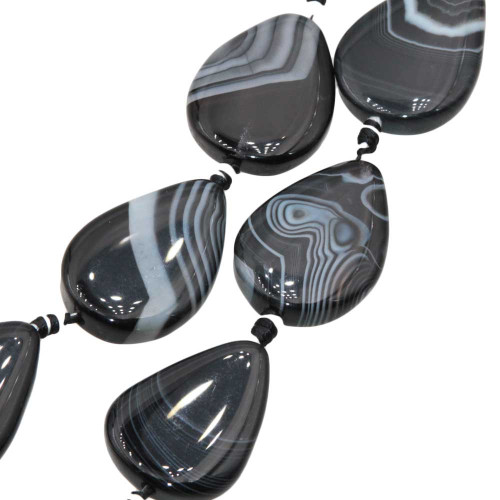 Agata striata nera e bianca goccia 35xx24 mm con. 1 pz