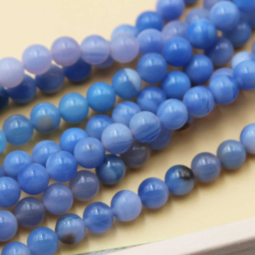 Agata Azzurra striata tonda liscia 8 mm filo da 40 cm