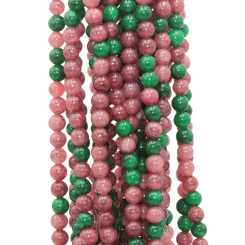 Pietre dure filo misto 8 mm agata verde e granato filo 40 cm