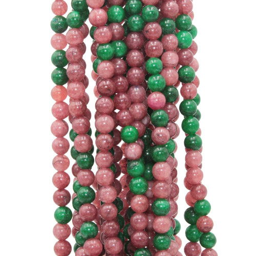 Pietre dure filo misto 8 mm agata verde e granato filo 40 cm