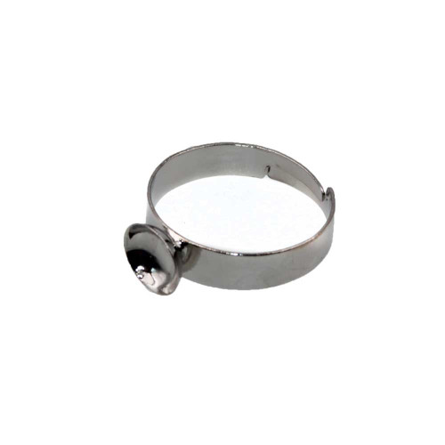 Base anello regolabile in ottone rodo con coppetta dove incollare perle conf. 5 pz