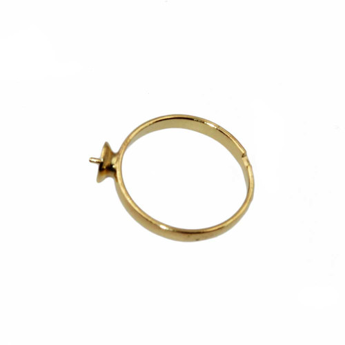 Base anello regolabile oro con perno per applicare perle conf. 5 pz