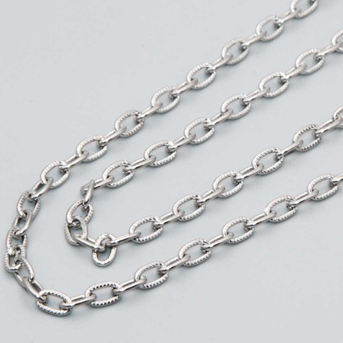 Base collana acciaio maglia ovale 6x4 mm lunghezza 60 cm