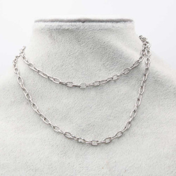 Base collana acciaio maglia ovale 6x4 mm lunghezza 60 cm