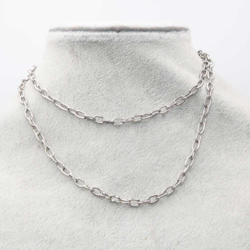 Base collana acciaio maglia ovale 6x4 mm lunghezza 60 cm