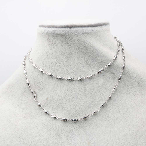 Base collana acciaio magliapalline piatte lunghezza 60 cm