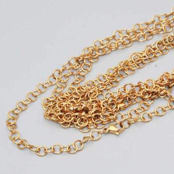 Base collana acciaio oro maglia tonda 4.5 mm lunghezza 60 cm